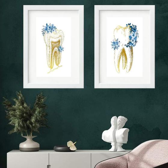 Imagem de Kit 2 Quadros Dentes Floral - 60x48cm