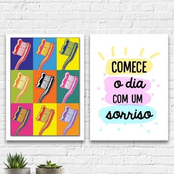 Imagem de Kit 2 Quadros Dentista Pop Arte 24X18Cm