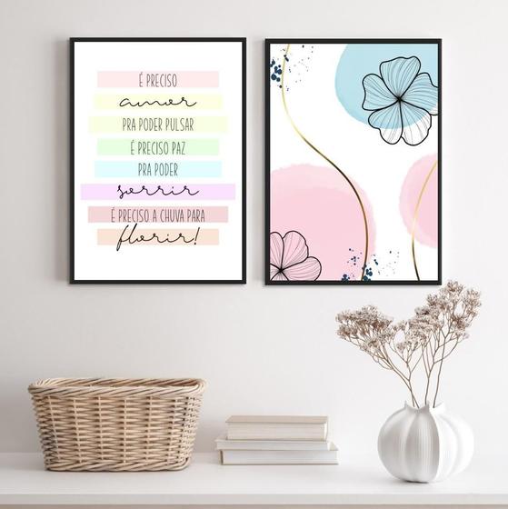 Imagem de Kit 2 Quadros É Preciso Chuva Florir 45X34Cm - Com Vidro