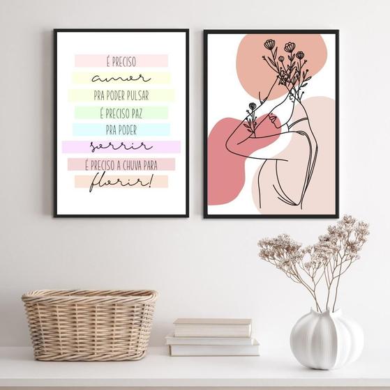 Imagem de Kit 2 Quadros É Preciso P- Mulher 24X18Cm - Com Vidro