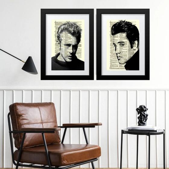 Imagem de kit 2 Quadros Elvis e James Dean - 60x48cm