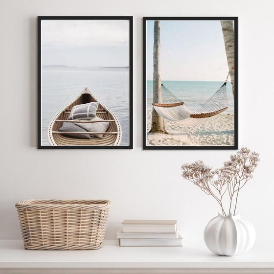 Imagem de Kit 2 Quadros Fotografias Praia Soft Serenidade 45x34cm