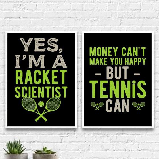 Imagem de Kit 2 Quadros Frases Tennis 33x24cm