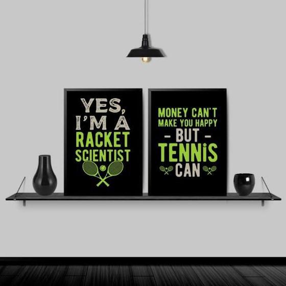 Imagem de Kit 2 Quadros Frases Tennis 45X34Cm Preta