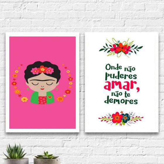 Imagem de Kit 2 Quadros Frida Não Te Demores 24x18cm - com vidro