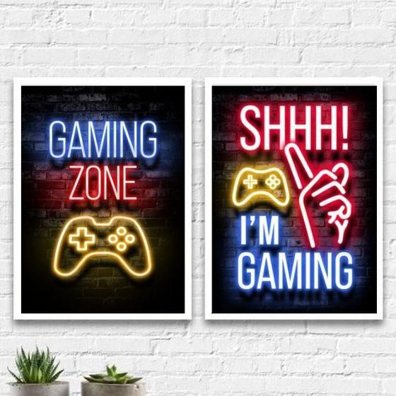 Imagem de Kit 2 Quadros Gaming Zone 24x18cm - com vidro