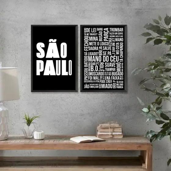 Imagem de Kit 2 Quadros Gírias De São Paulo 45x34cm - com vidro