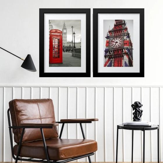 Imagem de Kit 2 Quadros Grandes Inglaterra - 60X48Cm