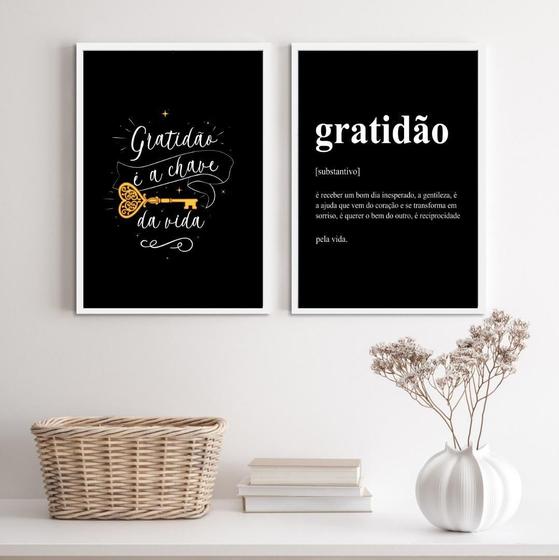 Imagem de Kit 2 Quadros Gratidão 45x34cm - com Vidro