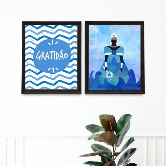 Imagem de Kit 2 Quadros Iemanjá - Gratidão 24x18cm - com vidro