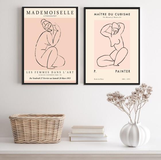 Imagem de Kit 2 Quadros Matisse Mulheres Rosa 45x34cm