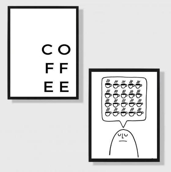 Imagem de Kit 2 Quadros Minimalistas Café - Coffee 24X18Cm - Com Vidro