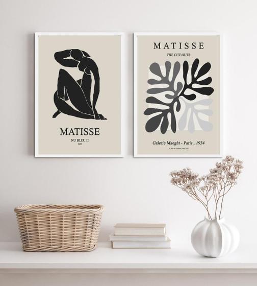 Imagem de Kit 2 Quadros Minimalistas Matisse 45x34cm - Preto/Cinza