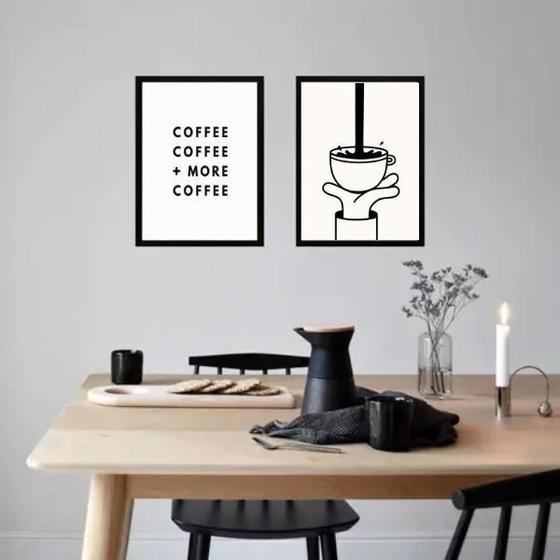 Imagem de Kit 2 Quadros Minimalistas More Coffee 33X24Cm - Com Vidro