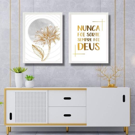 Imagem de Kit 2 Quadros Modernos Nunca Foi Sorte 24x18cm - com vidro