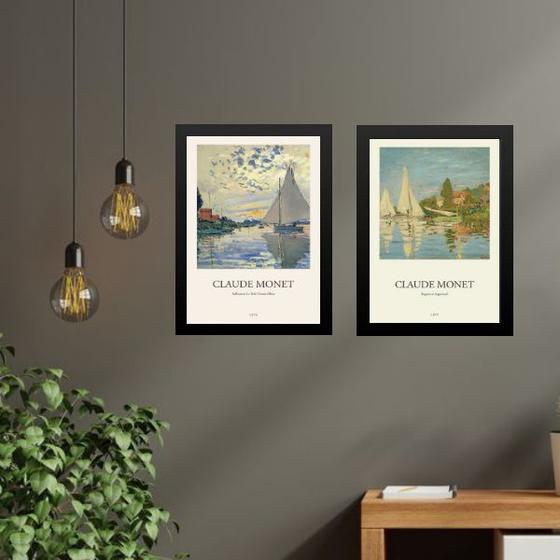 Imagem de Kit 2 Quadros Monet - Regatas 33x24cm - com vidro