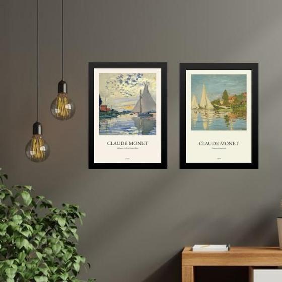 Imagem de Kit 2 Quadros Monet - Regatas 33X24Cm