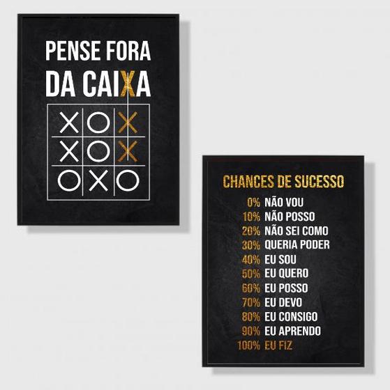 Imagem de Kit 2 Quadros Motivacionais Chances De Sucesso 33x24cm - com vidro