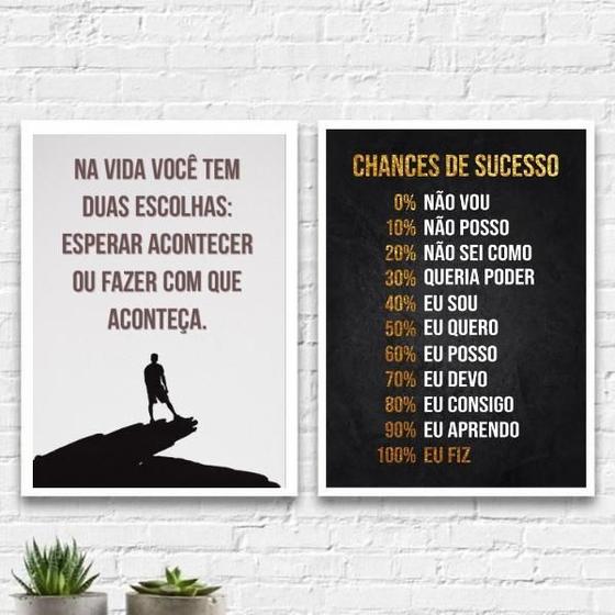 Imagem de Kit 2 Quadros Motivacionais Faça Acontecer 33X24Cm - Vidro