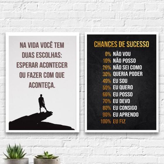 Imagem de Kit 2 Quadros Motivacionais Faça Acontecer 45x34cm