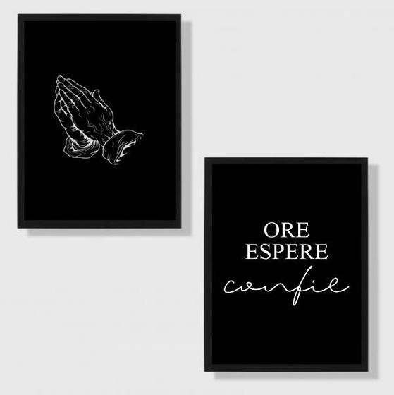 Imagem de Kit 2 Quadros Ore Espere E Confie 45x34cm - com vidro