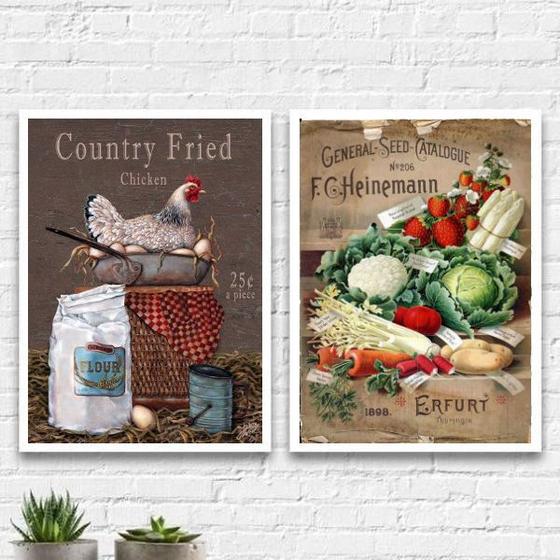 Imagem de Kit 2 Quadros Para Cozinha Country 24x18cm