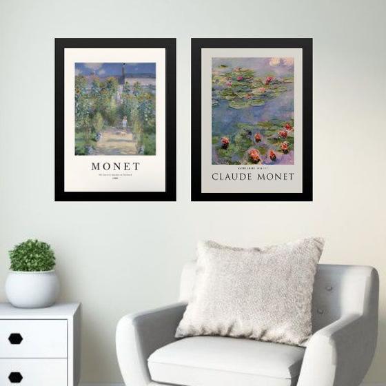 Imagem de Kit 2 Quadros Posters Arte Claude Monet 24x18cm