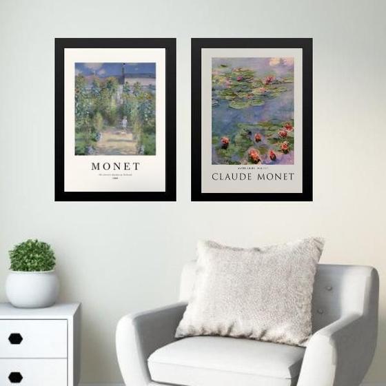 Imagem de Kit 2 Quadros Posters Arte Claude Monet 24X18Cm