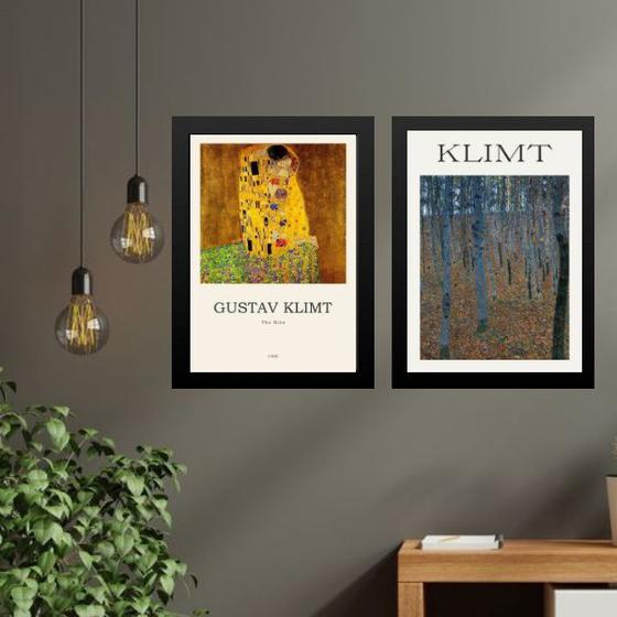 Imagem de Kit 2 Quadros Posters Obras Gustav Klimt 24x18cm - com vidro