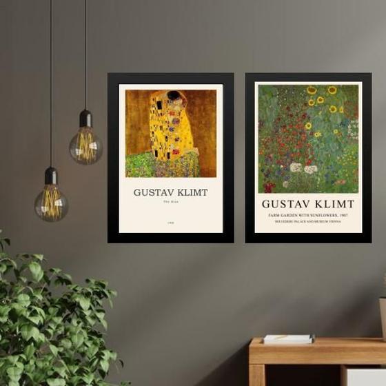 Imagem de Kit 2 Quadros Posters Obras Gustav Klimt 24X18Cm - Com Vidro