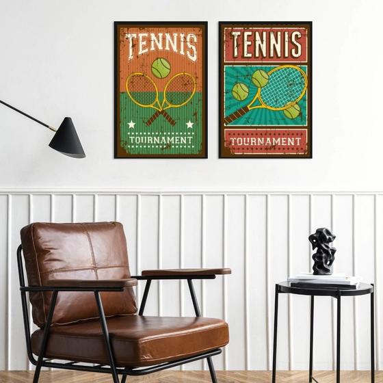 Imagem de Kit 2 Quadros Posters Tennis Vintage 24x18cm