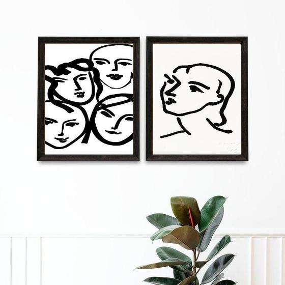 Imagem de Kit 2 Quadros Quadros Matisse Faces Mulheres 45X34Cm - Vidro