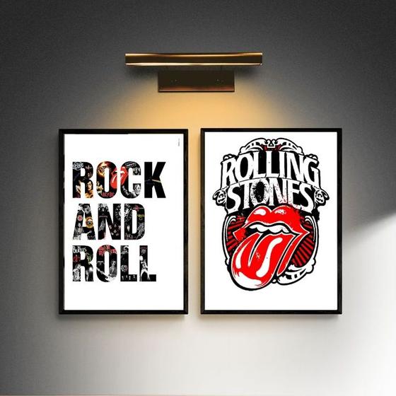 Imagem de Kit 2 Quadros Rock - Rolling Stones 24x18cm - com vidro