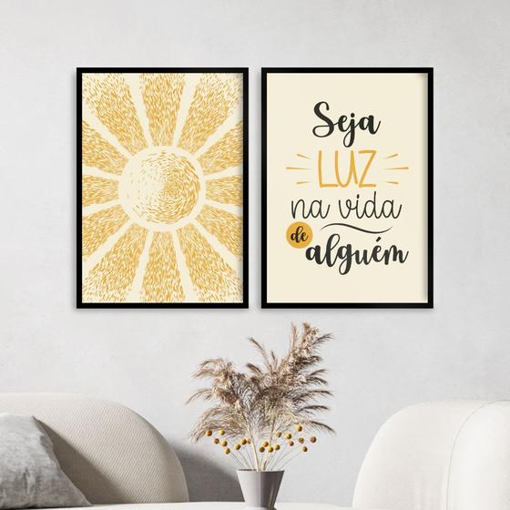 Imagem de Kit 2 Quadros Seja Luz Na Vida De Alguém 45x34cm - com vidro