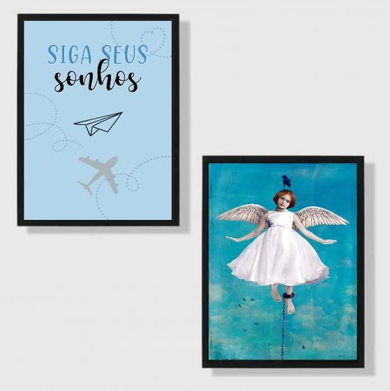Imagem de Kit 2 Quadros Siga Seus Sonhos 33x24cm - com vidro