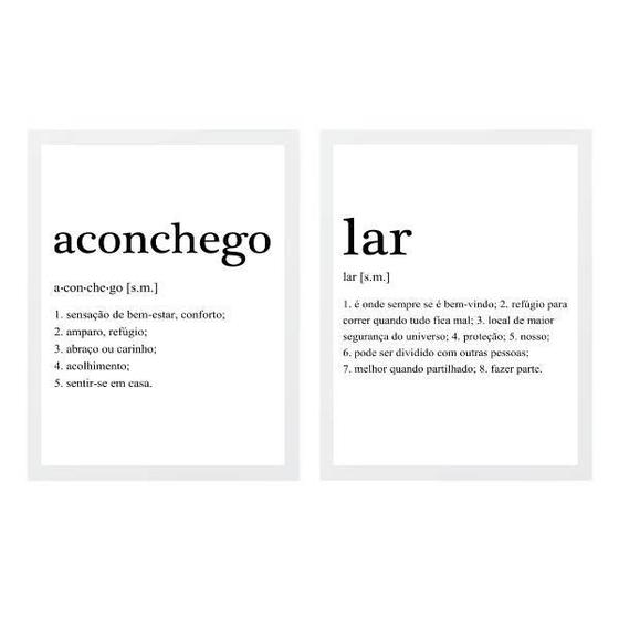 Imagem de Kit 2 Quadros Significado Lar Aconchego 24X18Cm - Com Vidro