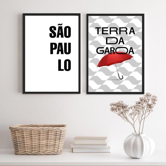 Imagem de Kit 2 Quadros SP Terra da Garoa 45x34cm Moldura Preta