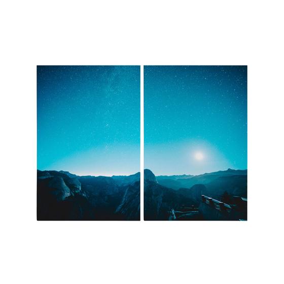 Imagem de Kit 2 Quadros Tela Canvas Ponte Rochas Montanhas Estrelado
