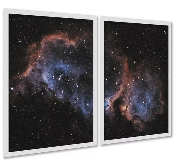 Imagem de Kit 2 Quadros Universo Galáxia Nebulosa 24X18Cm