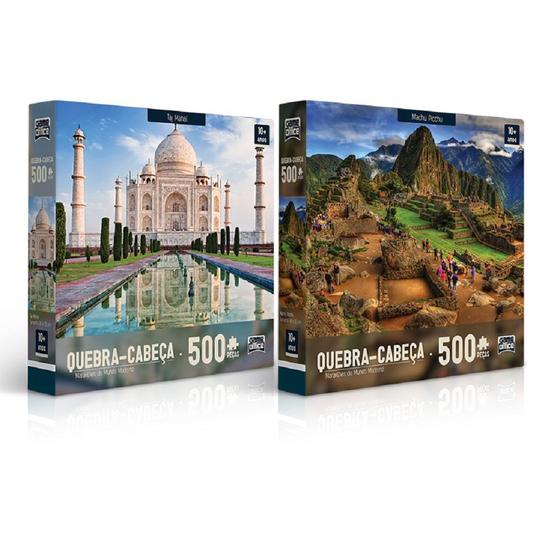 Imagem de Kit 2 Quebra-Cabeças 500 Peças- Machu Picchu  e Taj Mahal