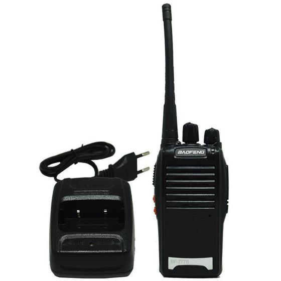 Imagem de Kit 2 Rádios Comunicador HT Walk Talk UHF 16 Canais Profissional + Fone Baofeng BF-777S Preto Bivolt