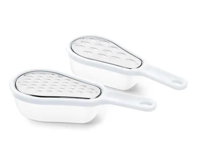 Imagem de Kit 2 raladores inox com recipiente Hercules UC49-10 branco