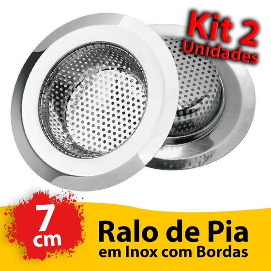 Imagem de Kit 2 Ralo de Pia Inox 7cm ou 1.1/2 para Válvula Americana Tipo Ralo Japonês