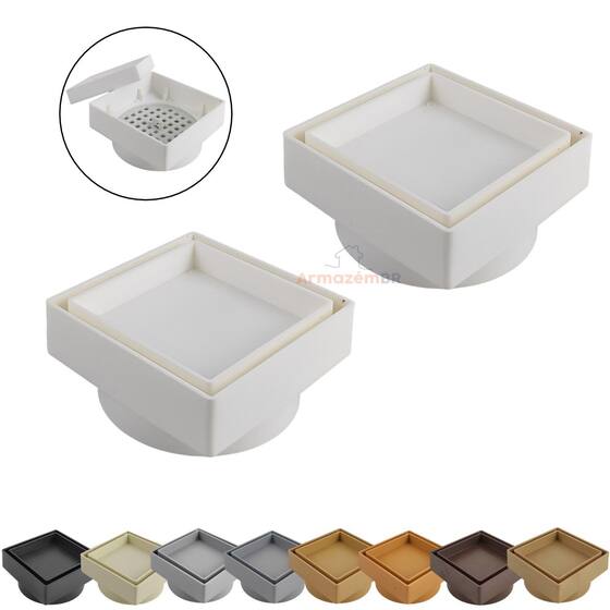 Kit 2 Ralo Oculto Invisível Quadrado 10x10cm Plástico Com Tela Para ...