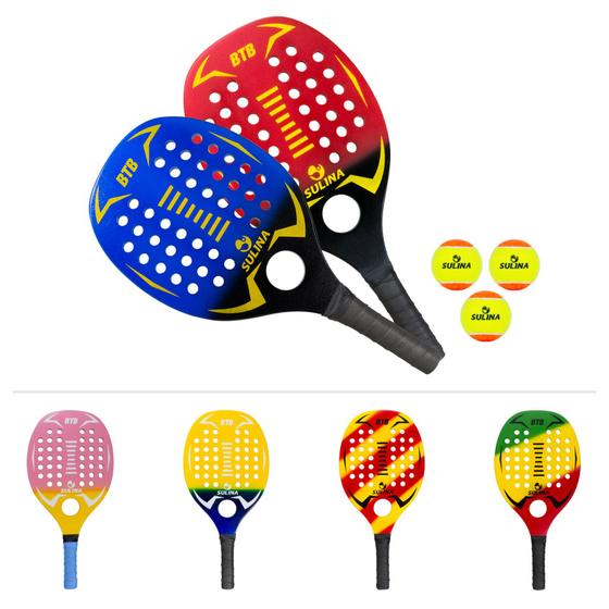 Kit 2 Raquete Beach Tennis + 3 bolas Menor preço em Kit 2 Raquete Beach Tennis + 3 bolas