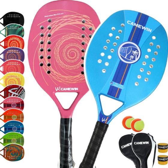 Imagem de Kit 2 Raquete Beach Tennis Carbono Camewin Praia