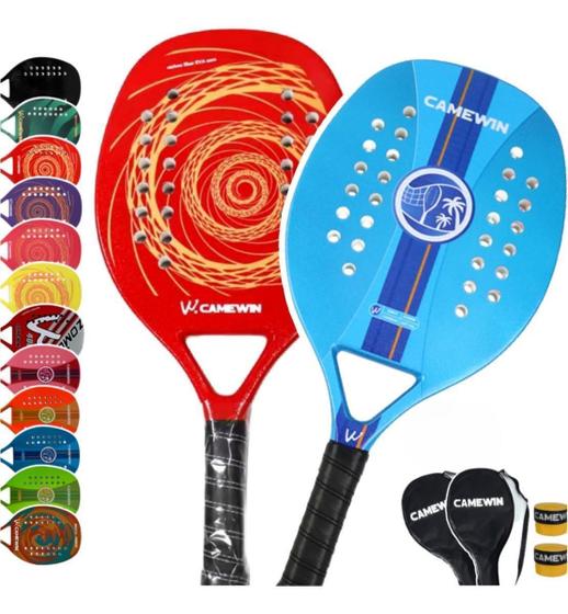 Imagem de Kit 2 Raquete Beach Tennis Carbono Camewin Praia