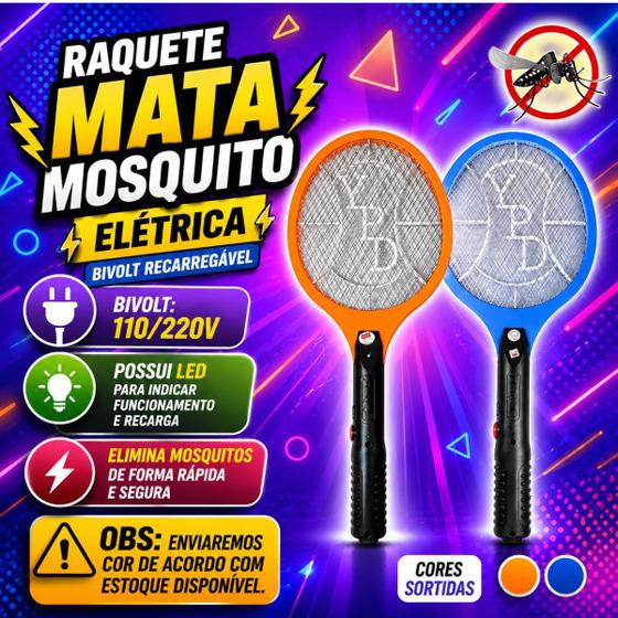 Kit 2 Raquete Elétrica Mata Pernilongo Mosca Cores Variadas