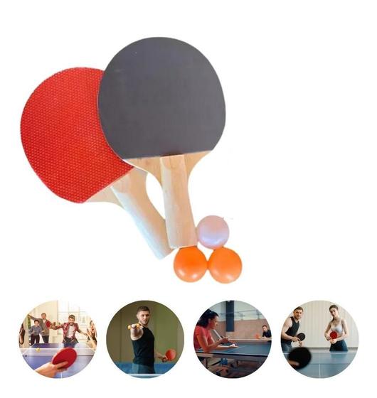 Imagem de Kit 2 Raquete Para Tênis De Mesa Ping-Pong Lisa Com 3 Bolas