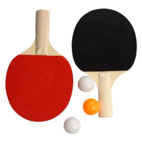 Imagem de Kit 2 Raquete Tênis De Mesa Lisa Ping Pong com 3 Bolinhas